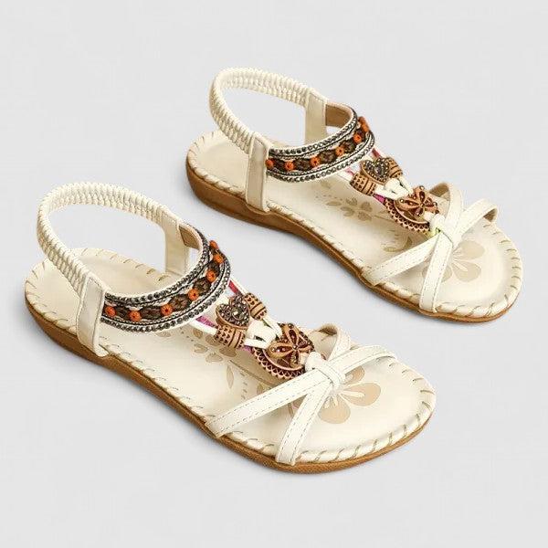 Women's Orthopedic Sandals | Boho Beaded Elastic Flat
