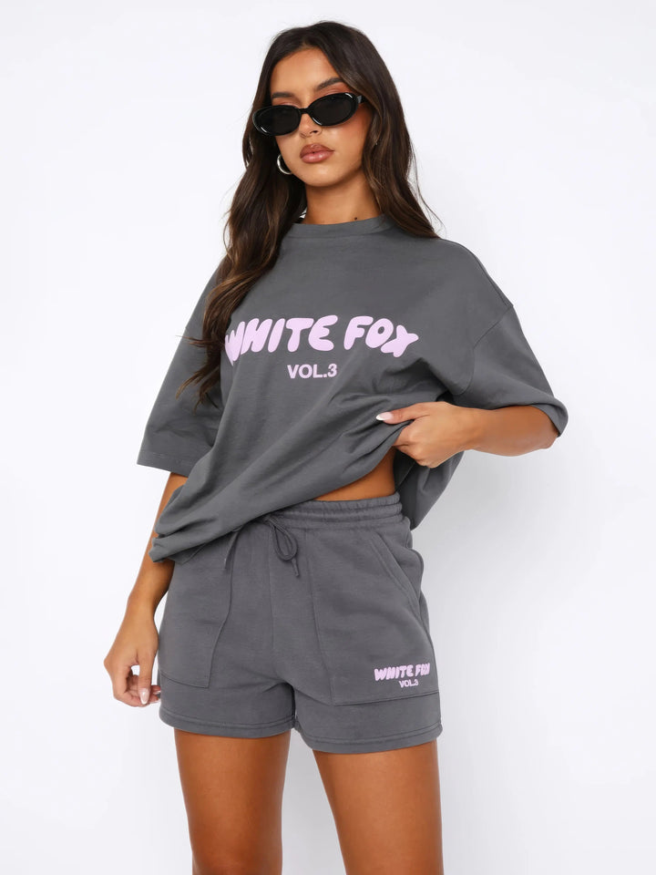 Oversized Co Ord Set Women | Graphic Tee &amp; Shorts Matching Set