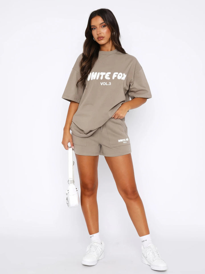 Oversized Co Ord Set Women | Graphic Tee &amp; Shorts Matching Set