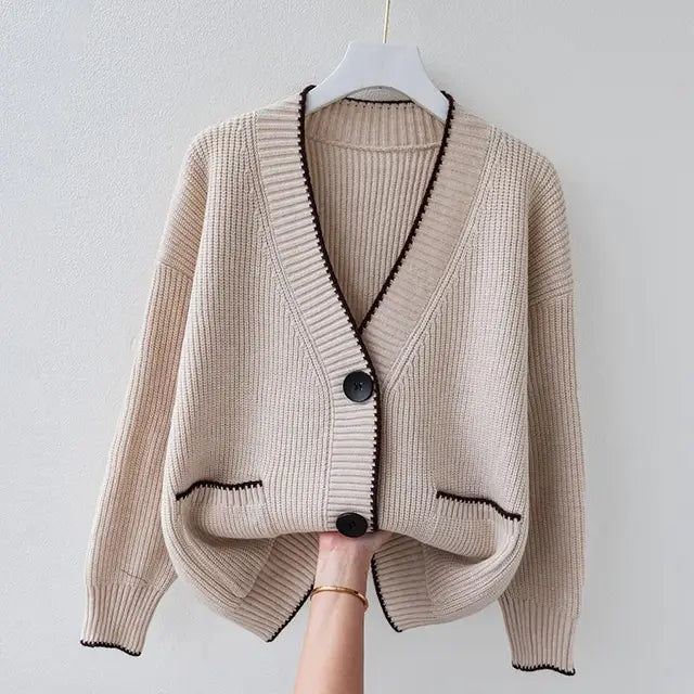 Women's Button Up Cardigan Pocket Knit Jacket Blouse Layer 2