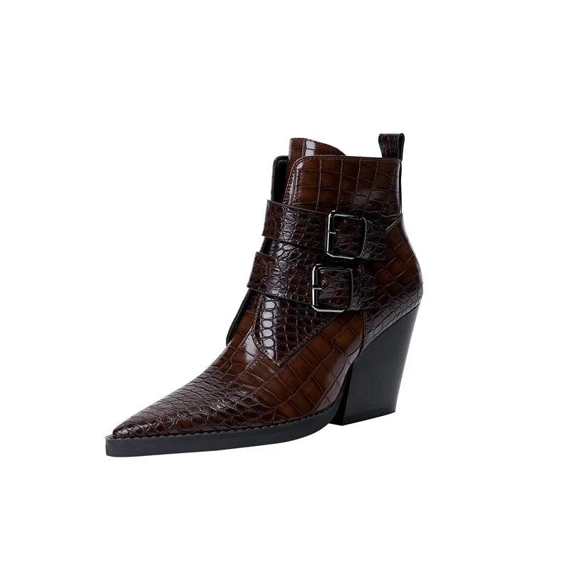 Women's Ankle Boots | Pointed Toe & Buckle Strap Design 2