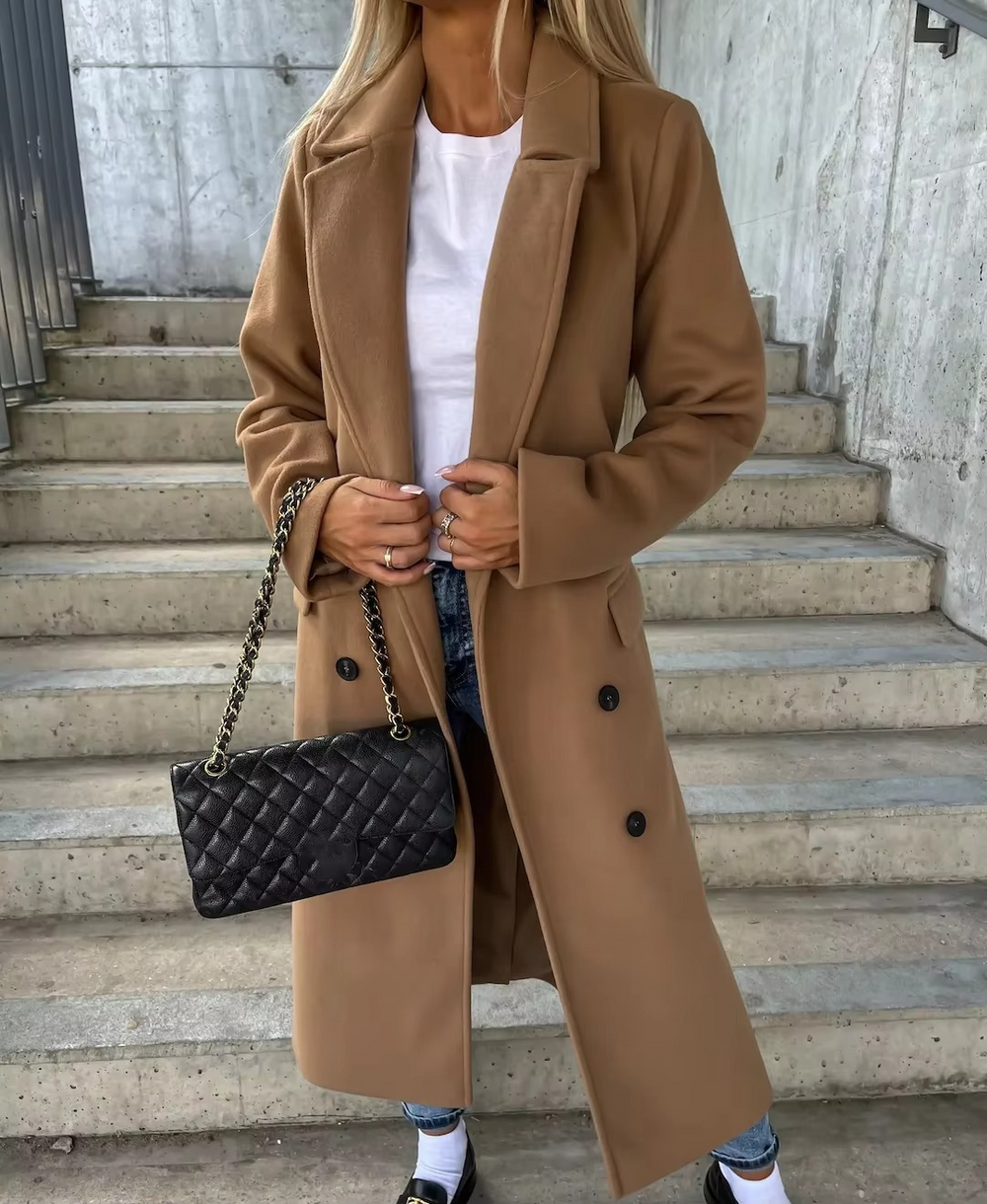 Women's Trench Coat | Lapel Collar & Button Placket 2