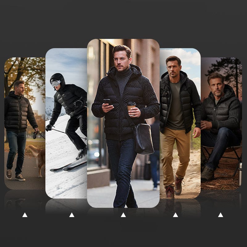 Men's Quilted Jacket | Windproof & Warm with Knit Sleeves 2