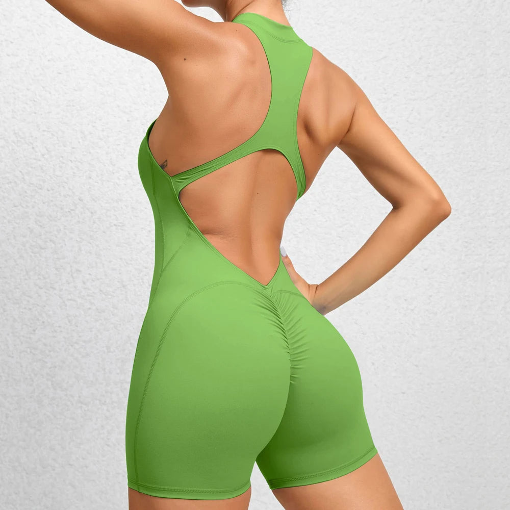 Seamless Yoga Romper Front Zipper Back Cut-Out Sexy Jumpsuit 13