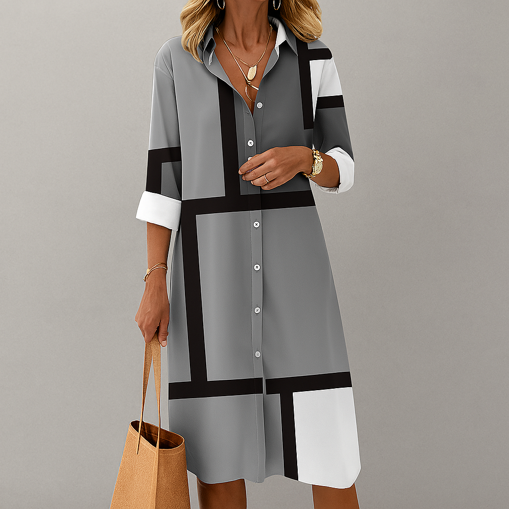 Shirt Dress Women | Geometric Print &amp; Button-Down Style