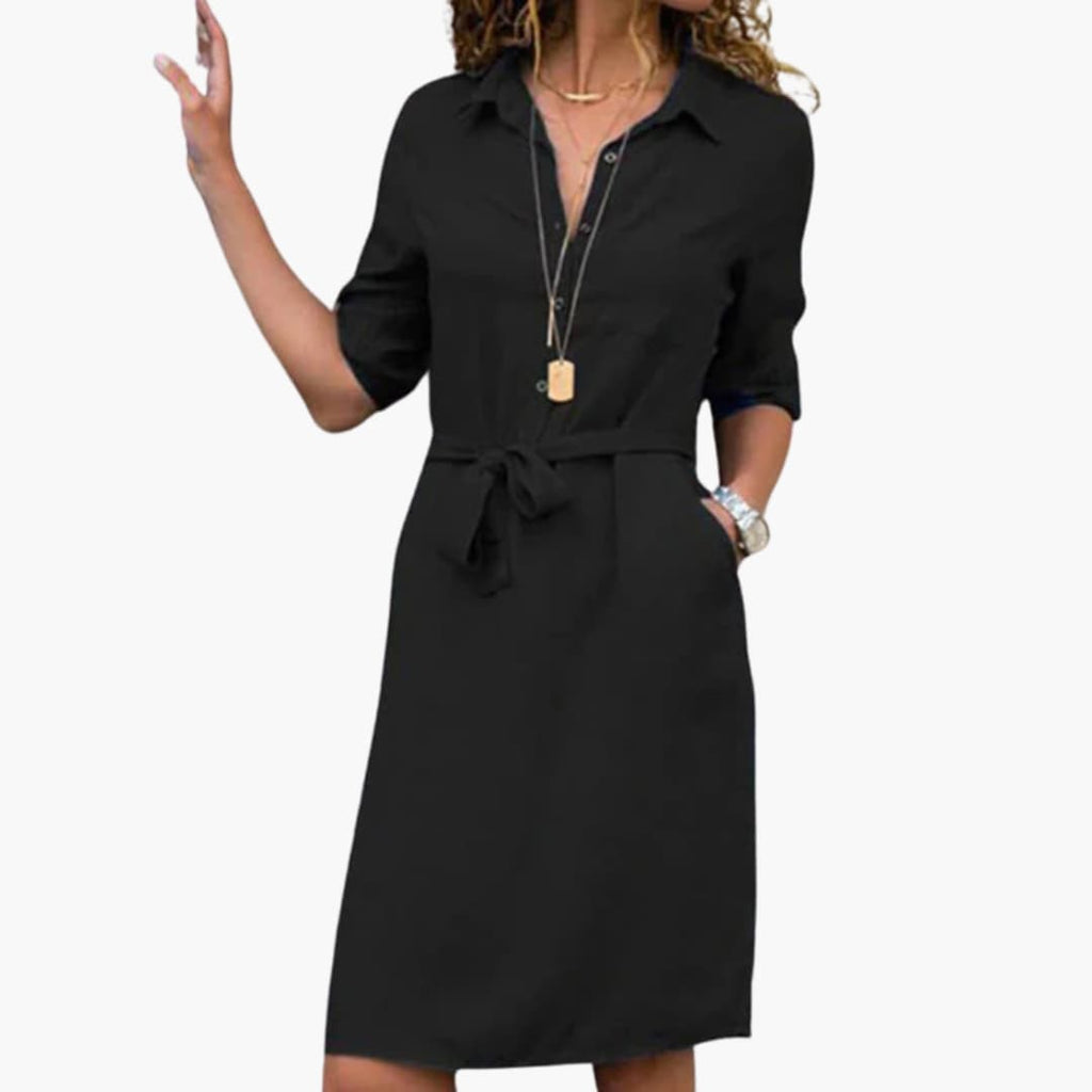 Shirt Dress Women's | Belted Waist & Classic Collar