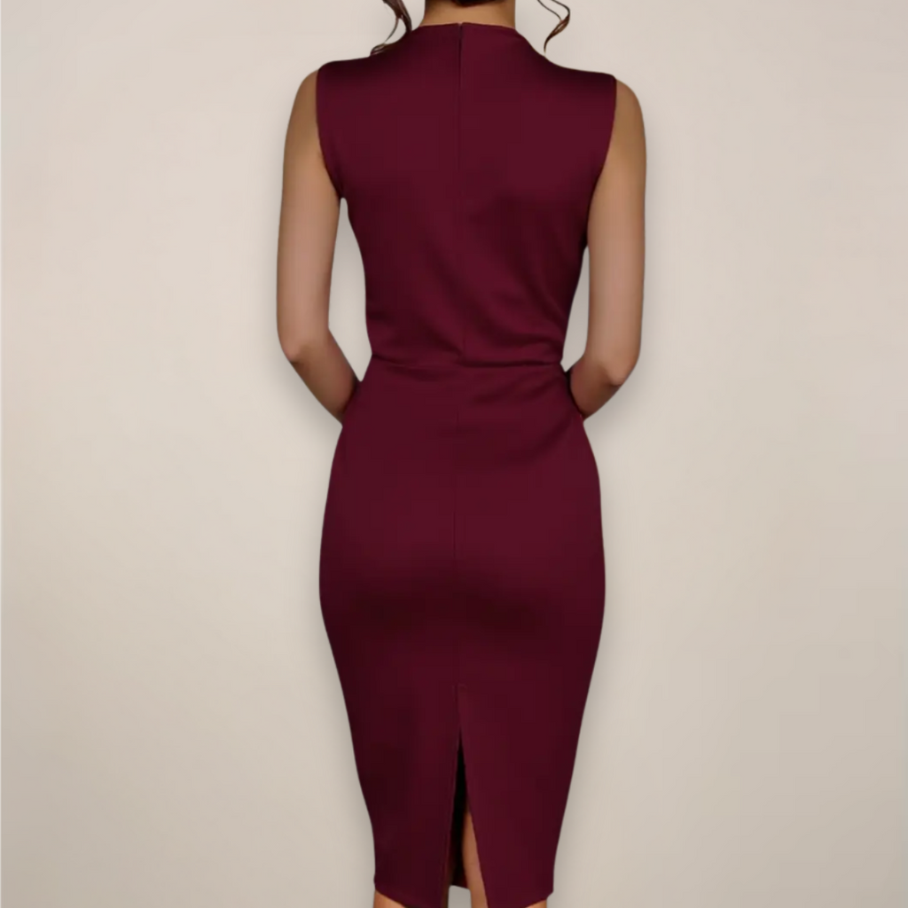 Sleeveless Midi Dress Women | Bow Tie Neck & Elegant Pencil Fit