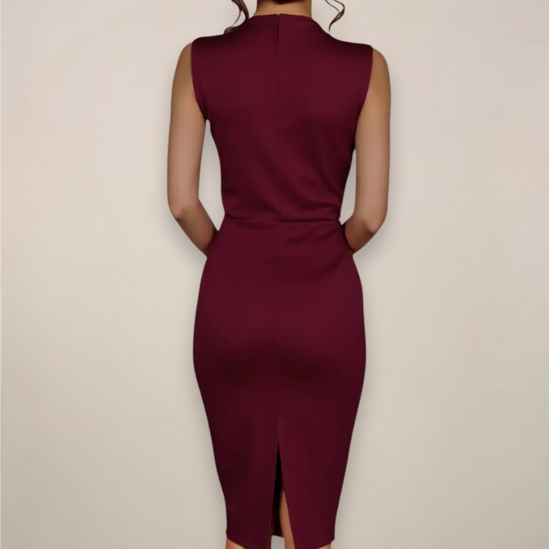 Sleeveless Midi Dress Women | Bow Tie Neck &amp; Elegant Pencil Fit