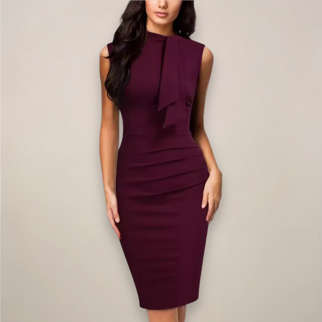 Sleeveless Midi Dress Women | Bow Tie Neck & Elegant Pencil Fit