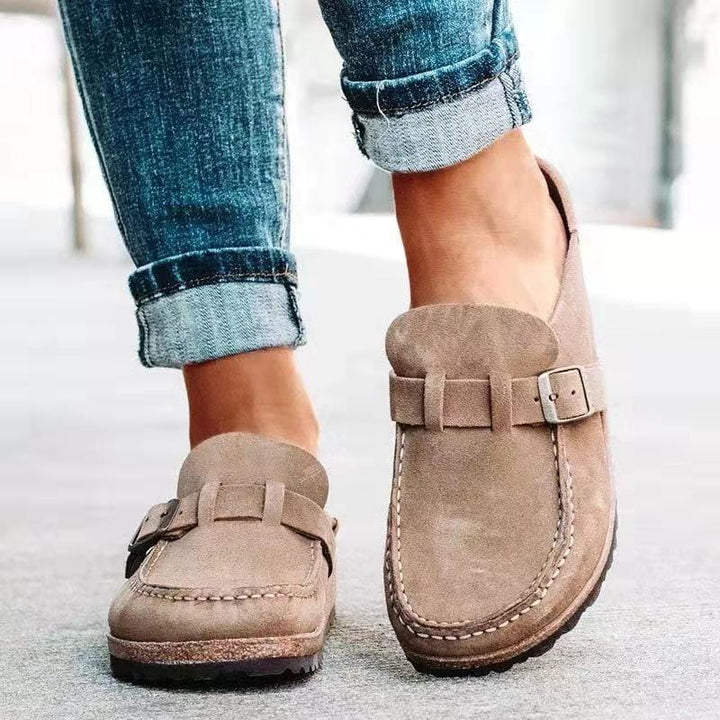 Slip On Loafers Women | Buckle Detail &amp; Cork Sole Casual Design