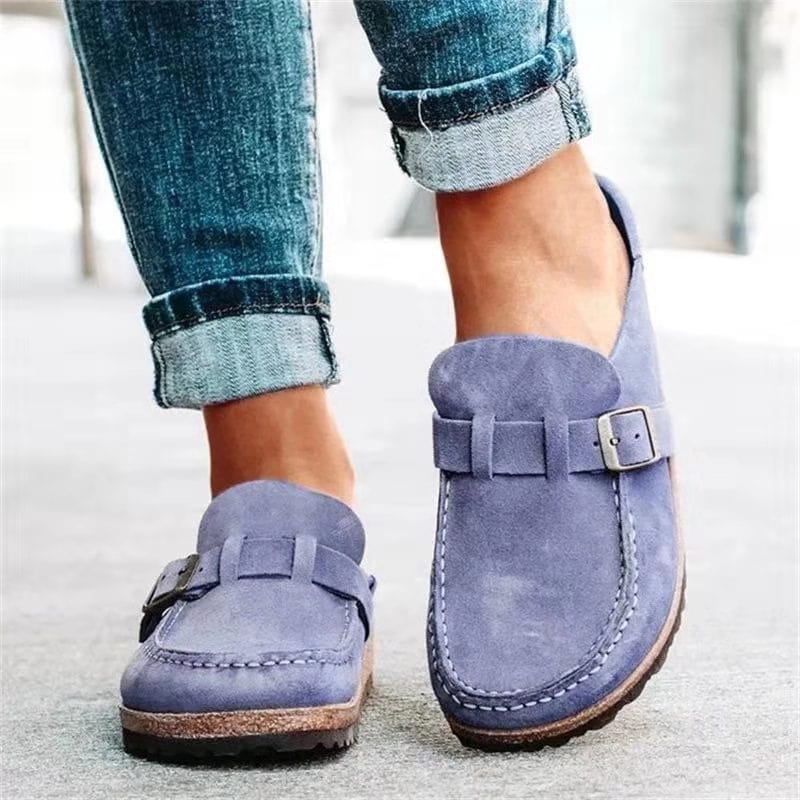 Slip On Loafers Women | Buckle Detail &amp; Cork Sole Casual Design