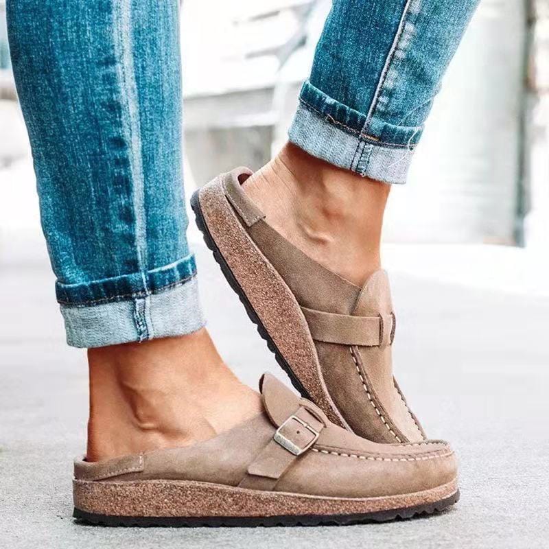 Slip On Loafers Women | Buckle Detail &amp; Cork Sole Casual Design