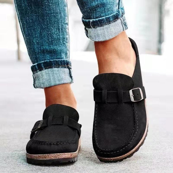 Slip On Loafers Women | Buckle Detail &amp; Cork Sole Casual Design
