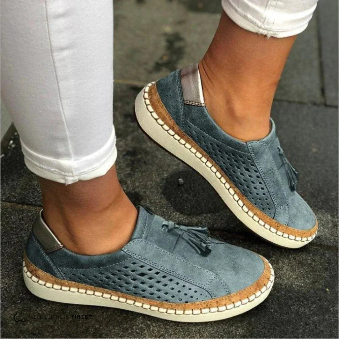 Slip On Loafers Women | Laser-Cut Detail & Tassel Trim Casual Flat