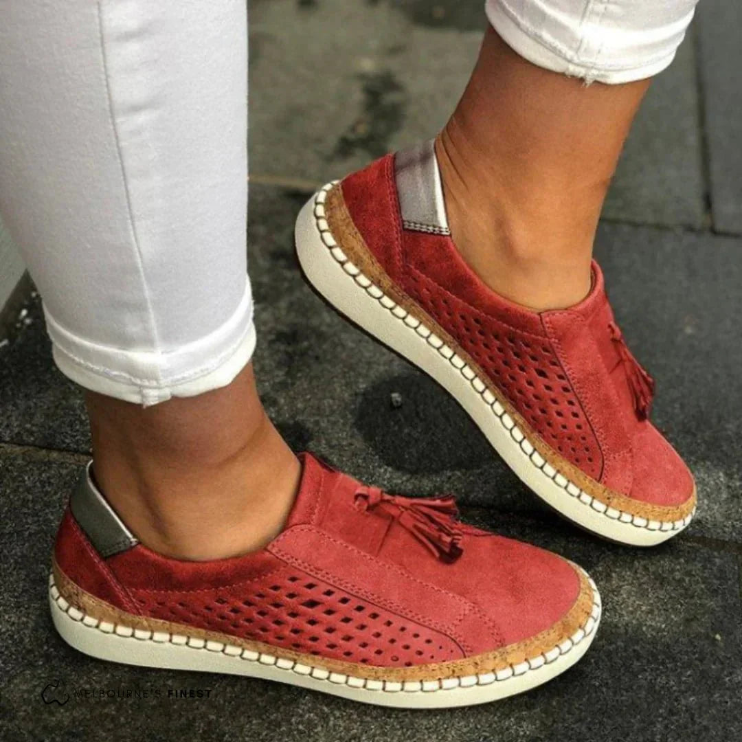 Slip On Loafers Women | Laser-Cut Detail & Tassel Trim Casual Flat