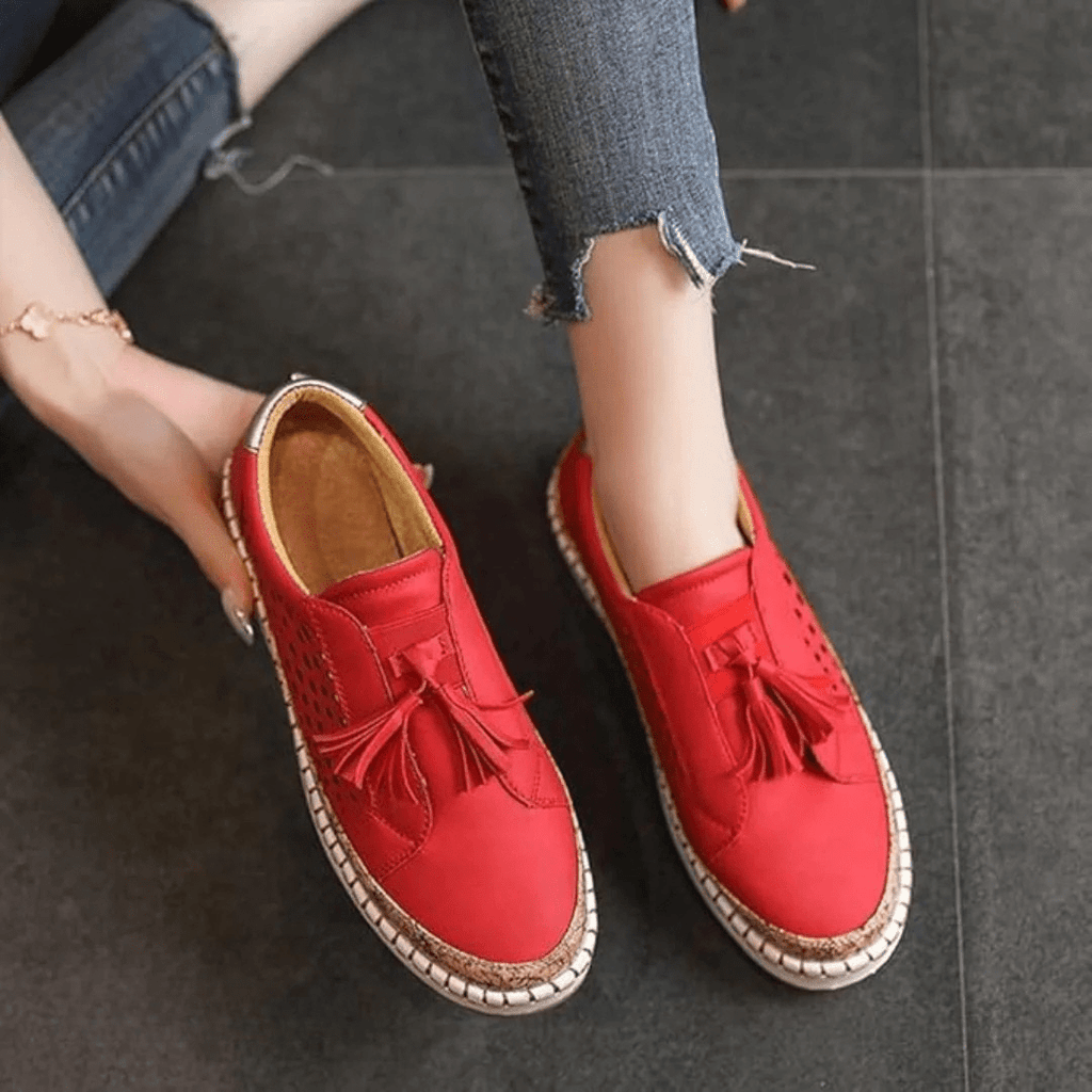 Slip On Loafers Women | Laser-Cut Detail & Tassel Trim Casual Flat