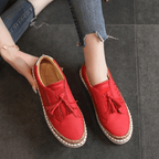 Slip On Loafers Women | Laser-Cut Detail & Tassel Trim Casual Flat