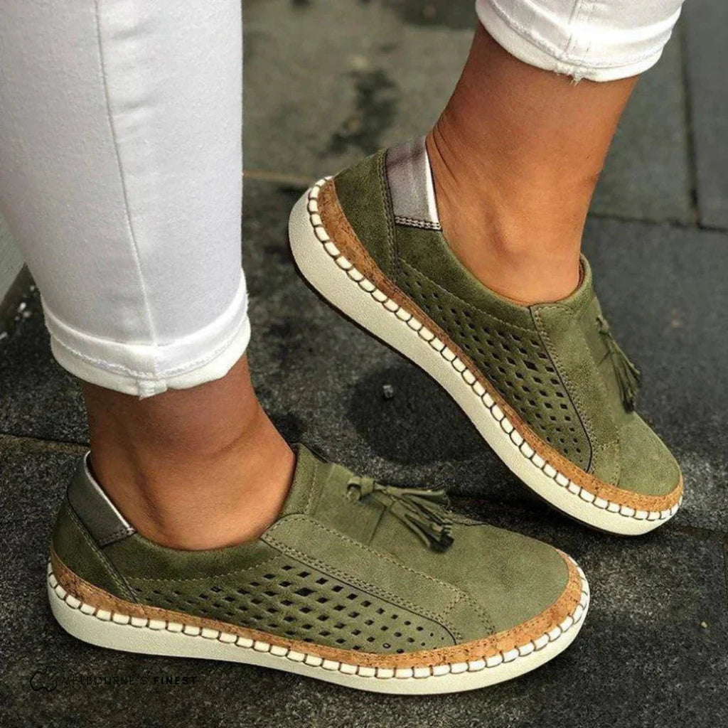 Slip On Loafers Women | Laser-Cut Detail & Tassel Trim Casual Flat