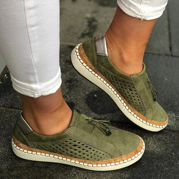 Slip On Loafers Women | Laser-Cut Detail &amp; Tassel Trim Casual Flat