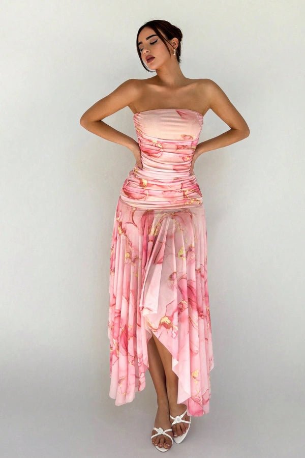 Sophia | Elegant Floral Summer Dress for Weddings and Cocktail Events