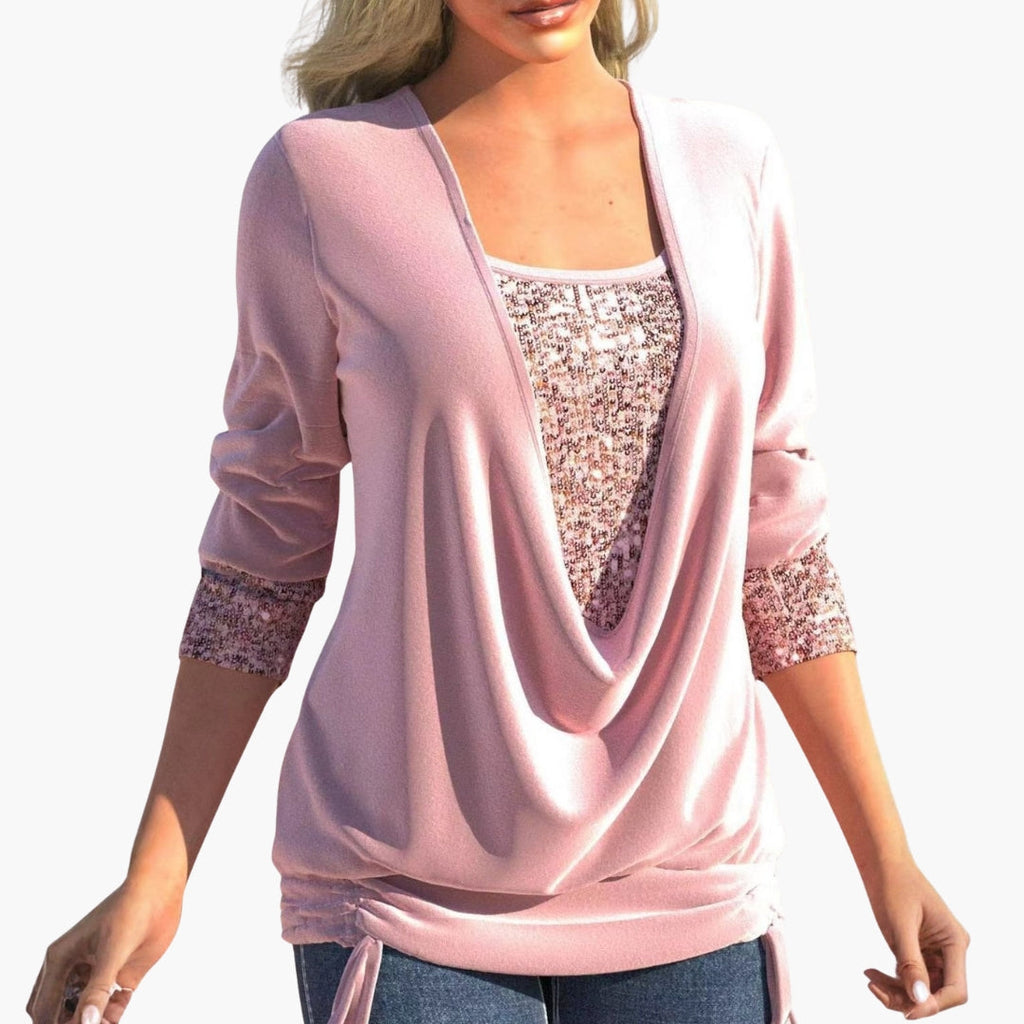 Sophie | Chic Draped Sequin Top for Women