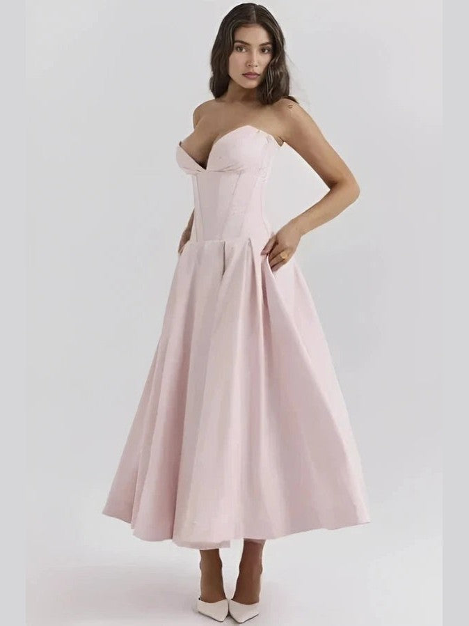 Sophie | Elegant Sculpted Bodice Wedding Guest Dress