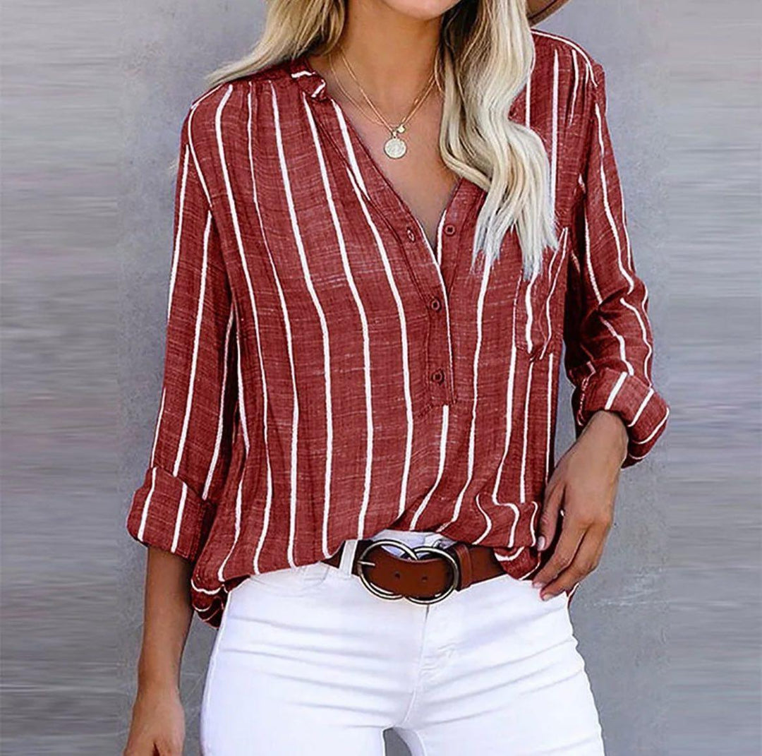 Summer Blouse Women | Striped V-Neck & Relaxed Everyday Style