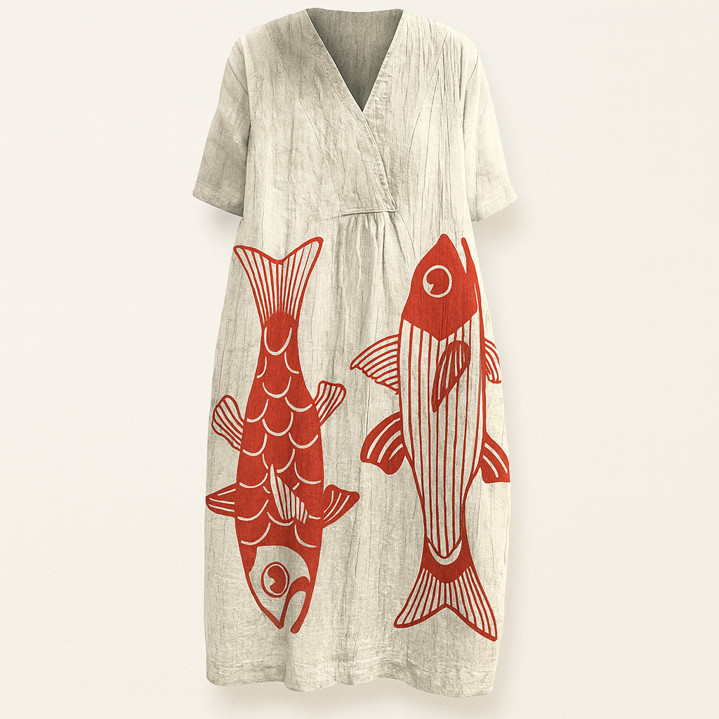 Summer Dress Women | Colour Block Stripe Print &amp; V-Neck Midi Design