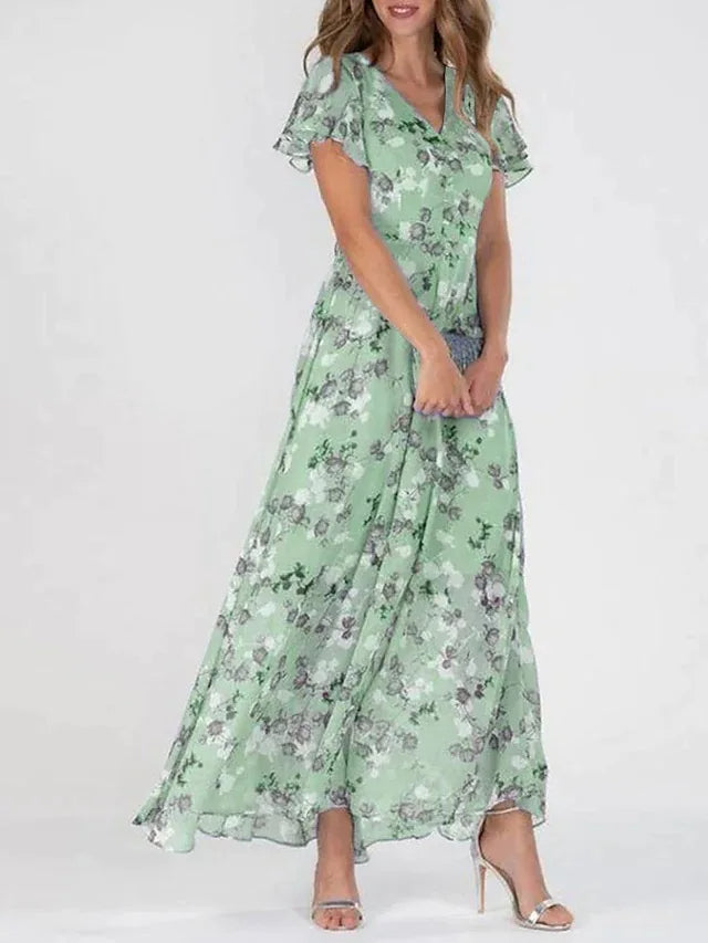 Summer Dress Women | Floral Flutter Sleeve & Flowing Feminine Style