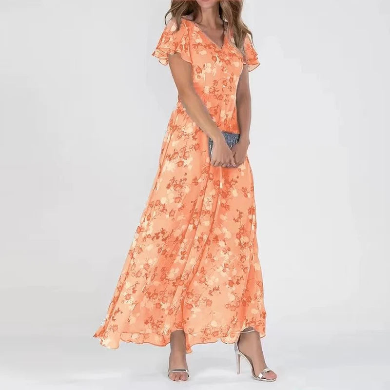 Summer Dress Women | Floral Flutter Sleeve & Flowing Feminine Style