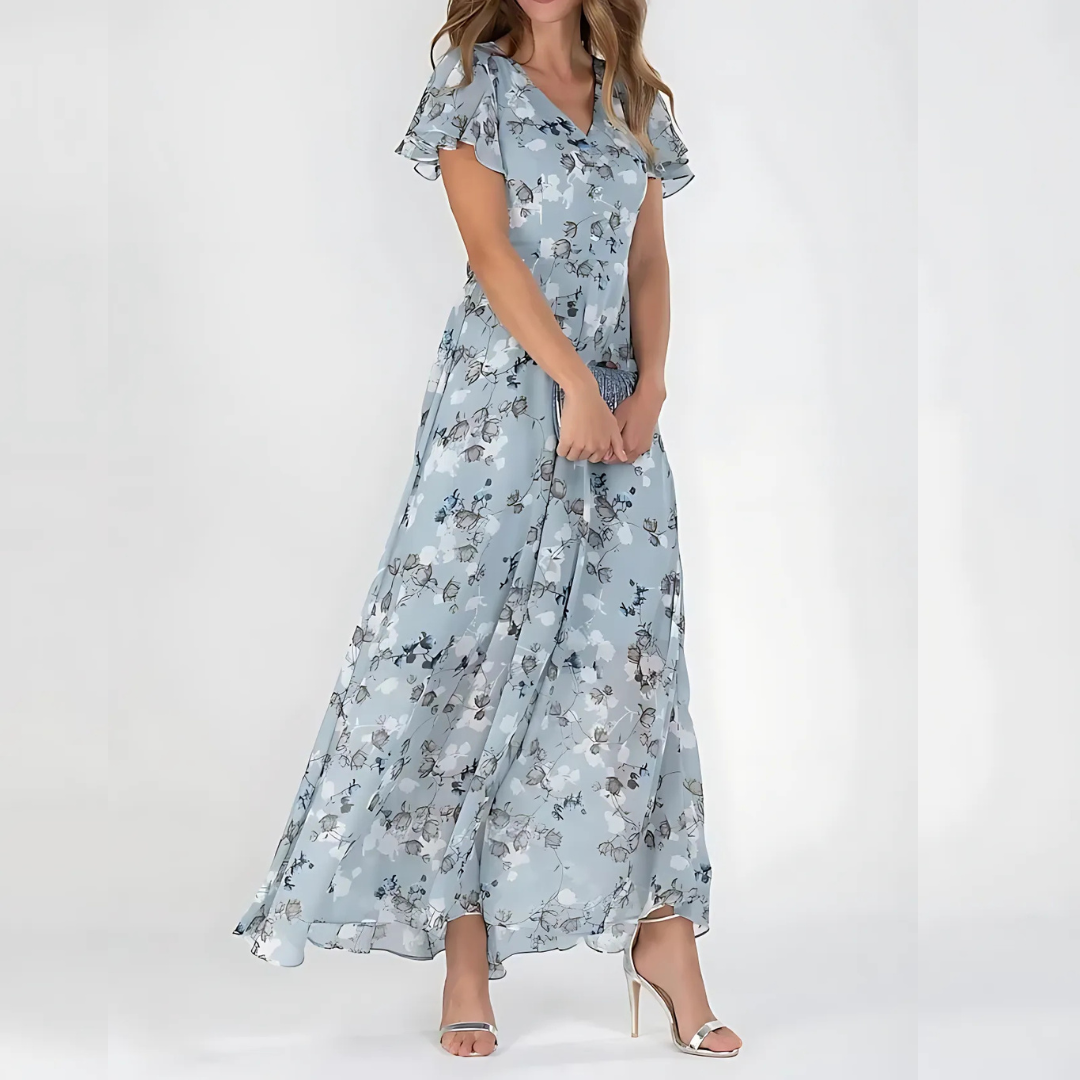 Summer Dress Women | Floral Print V-Neck & Flowing Maxi for Wedding Guests