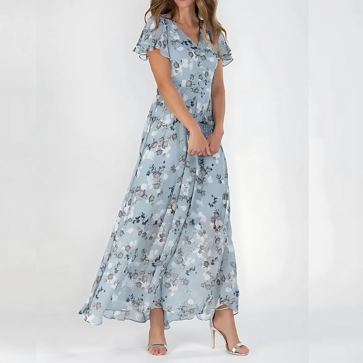 Summer Dress Women | Floral Print V-Neck &amp; Flowing Maxi for Wedding Guests