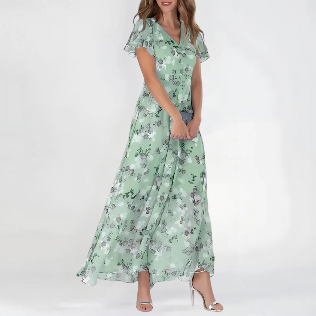Summer Dress Women | Floral Print V-Neck & Flowing Maxi for Wedding Guests