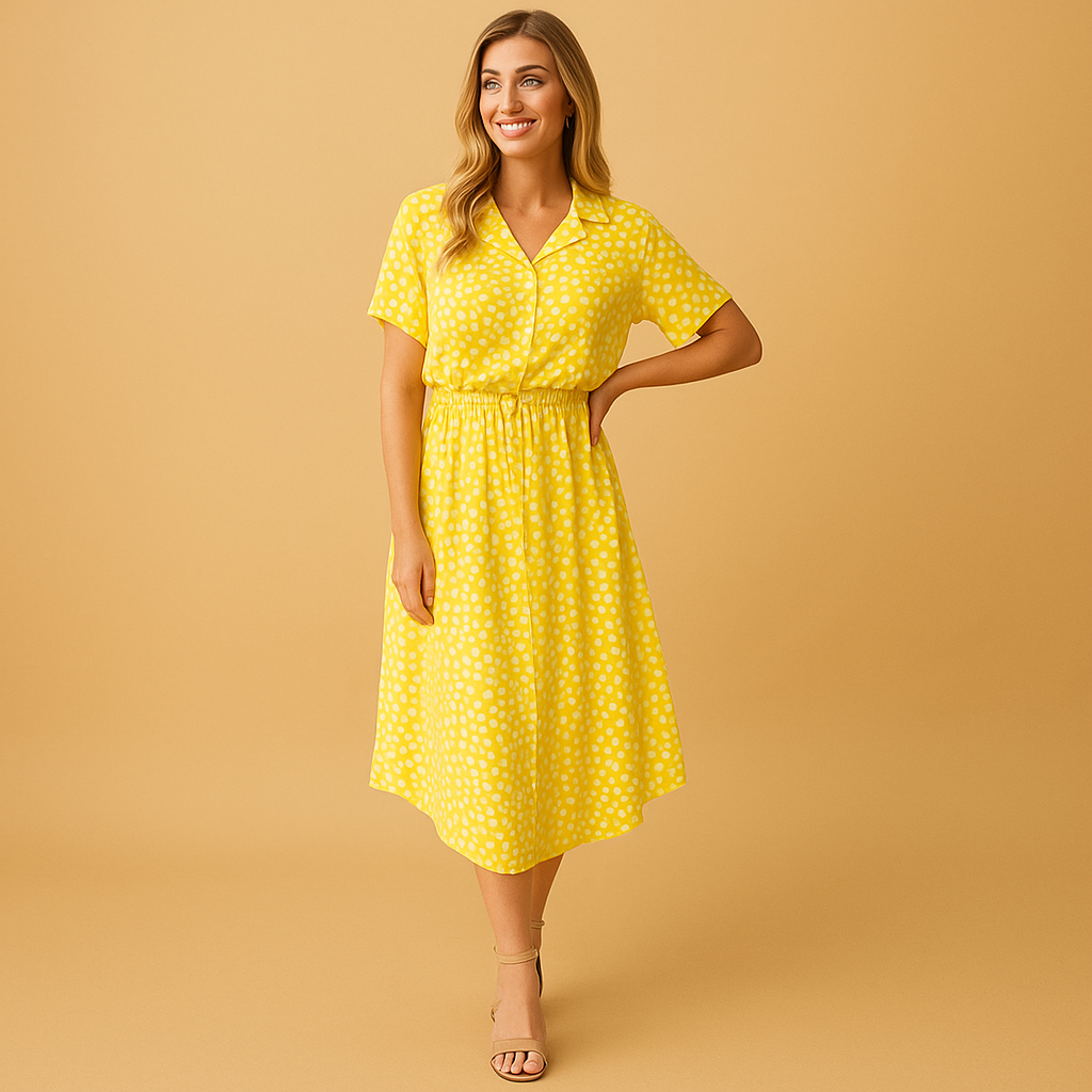Summer Dress Women | Leopard Print Shirt Collar & A-Line Midi Style