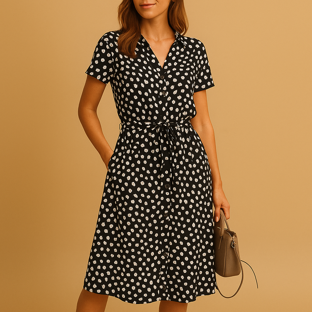 Summer Dress Women | Leopard Print Shirt Collar & A-Line Midi Style
