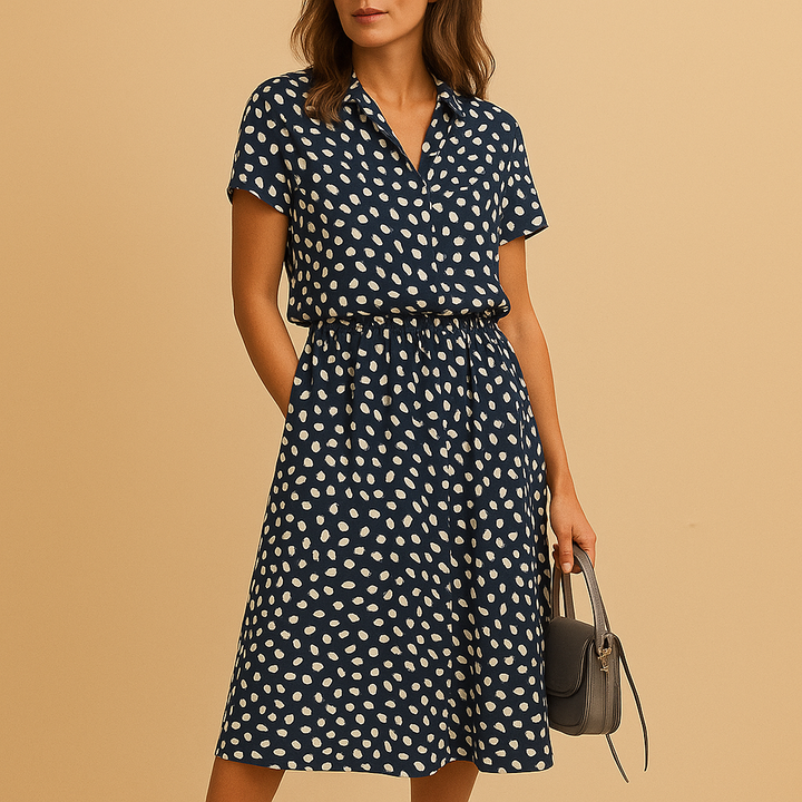 Summer Dress Women | Leopard Print Shirt Collar &amp; A-Line Midi Style
