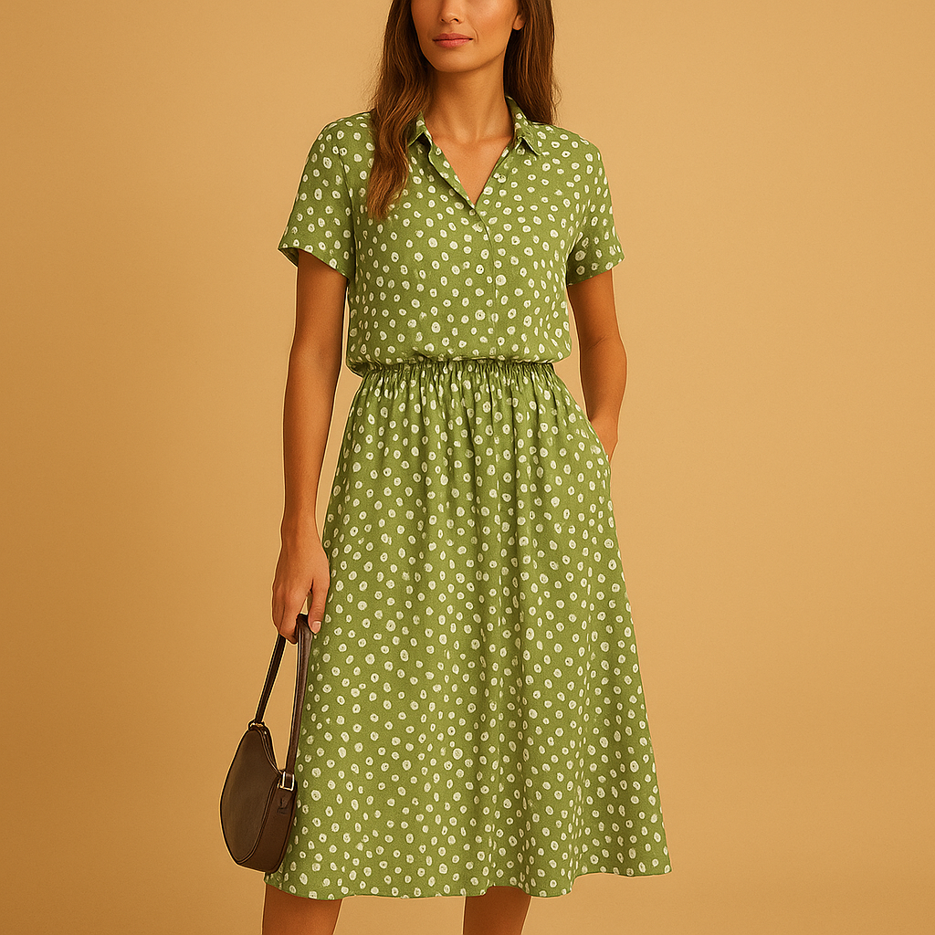 Summer Dress Women | Leopard Print Shirt Collar & A-Line Midi Style