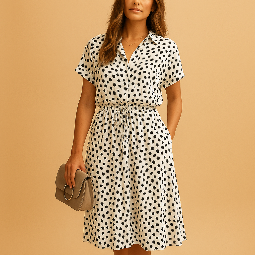Summer Dress Women | Leopard Print Shirt Collar & A-Line Midi Style