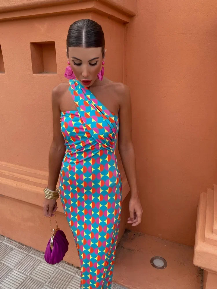 Summer Dress Women | One Shoulder Geometric Print &amp; Elegant