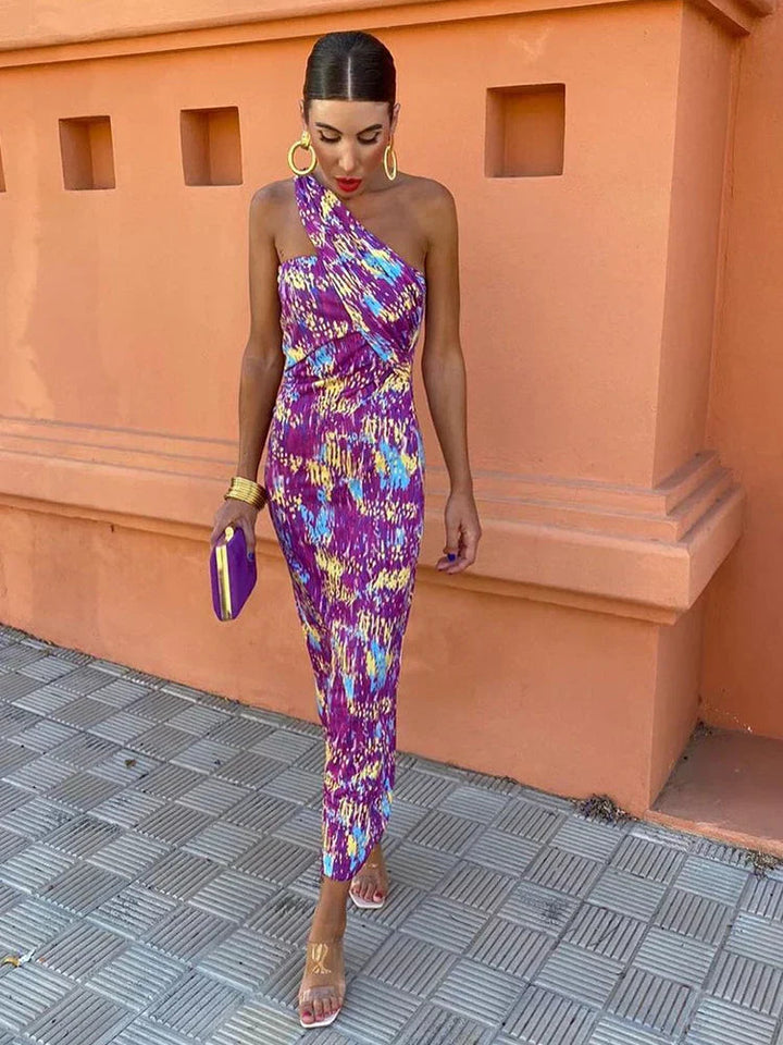 Summer Dress Women | One Shoulder Geometric Print &amp; Elegant