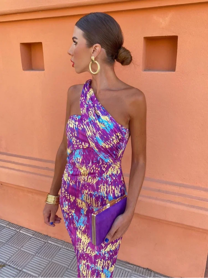 Summer Dress Women | One Shoulder Geometric Print &amp; Elegant