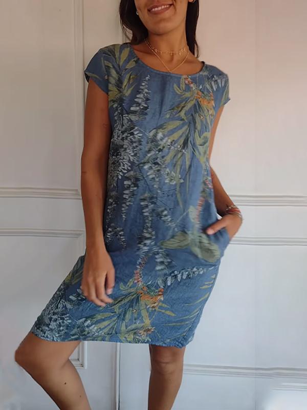 Summer Dress Women | Tropical Leaf Print &amp; Relaxed Everyday Comfort
