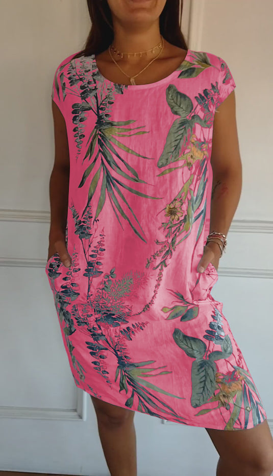 Summer Dress Women | Tropical Leaf Print &amp; Relaxed Everyday Comfort