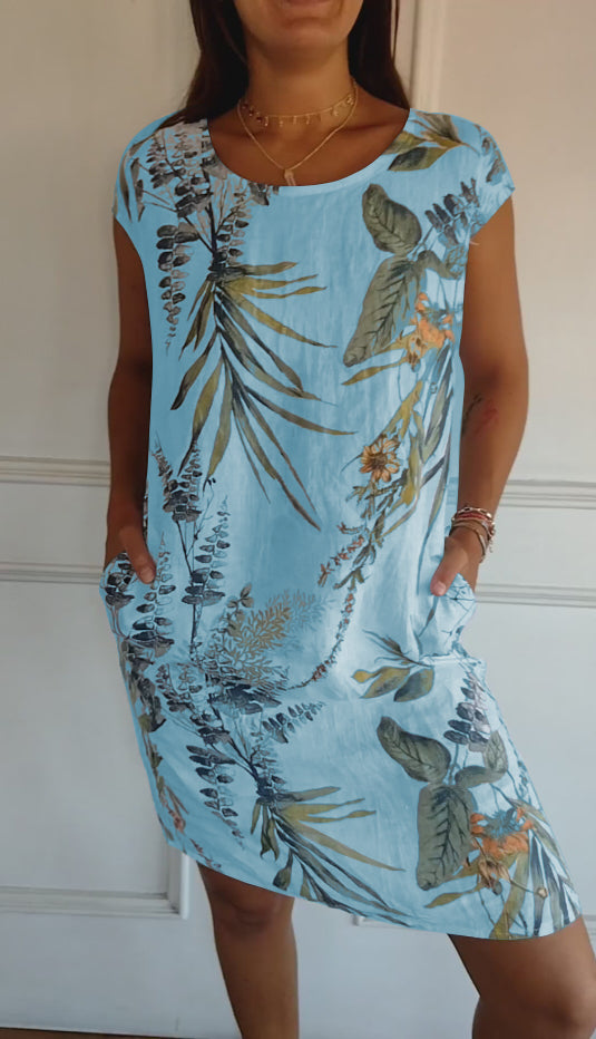 Summer Dress Women | Tropical Leaf Print &amp; Relaxed Everyday Comfort