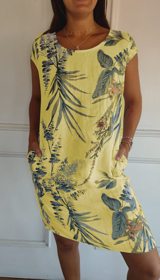 Summer Dress Women | Tropical Leaf Print &amp; Relaxed Everyday Comfort
