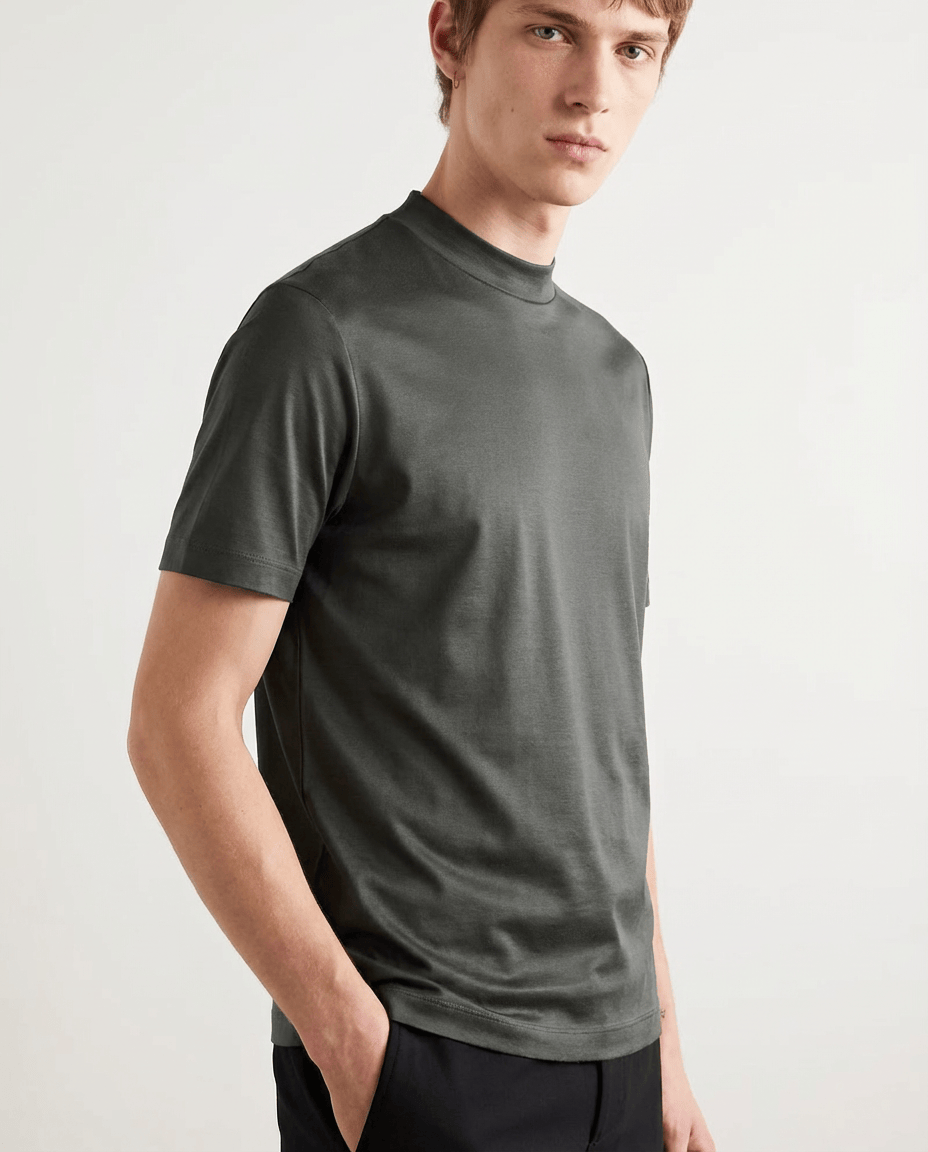 T Shirt Men's | Sleek Mock Neck & Luxury Finish