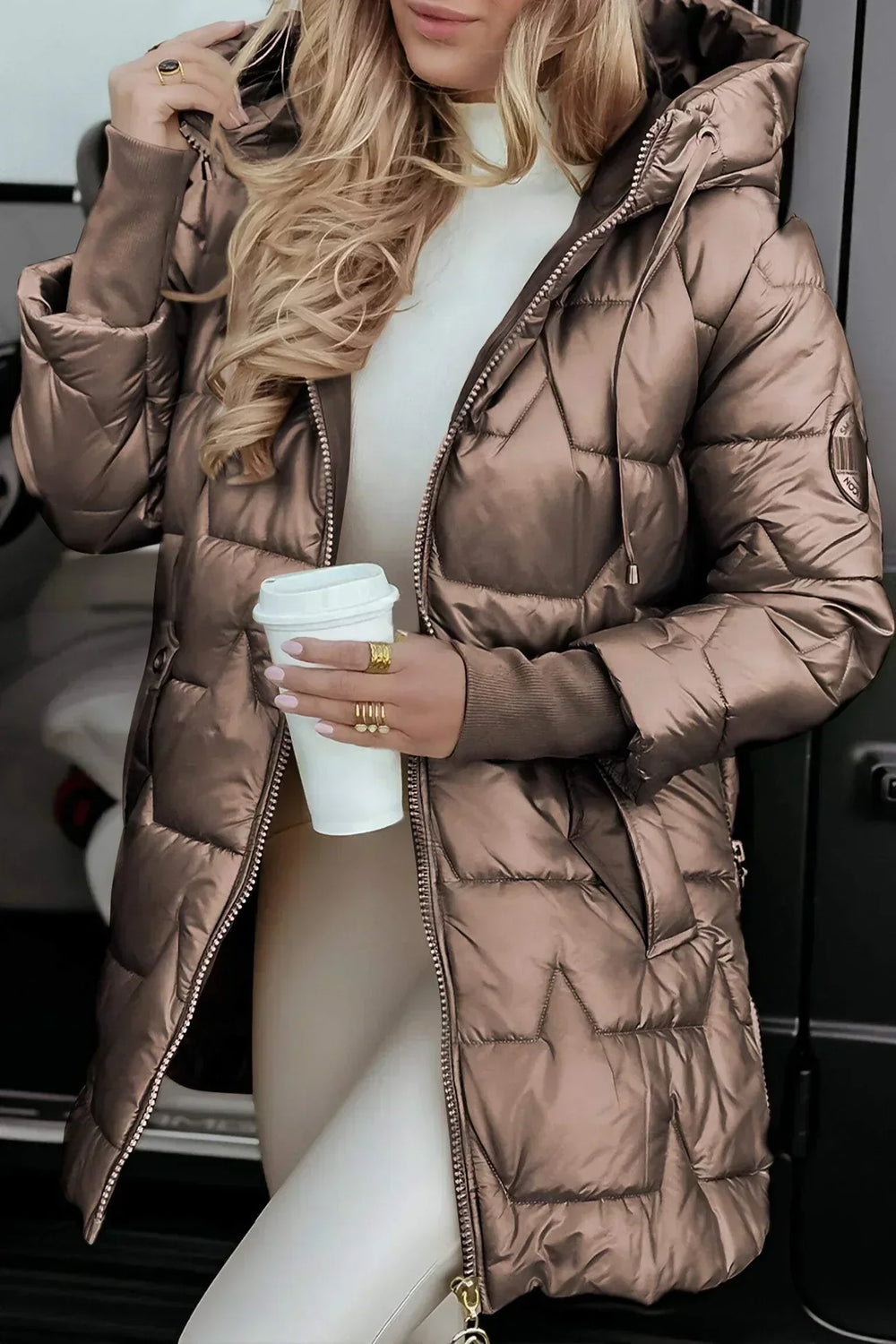 Women's Long Puffer Jacket | Hooded & Warm 2