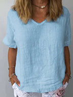 Top Women | V-Neck Relaxed Fit & Effortless Everyday Summer Style