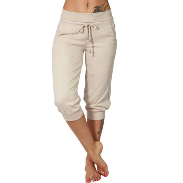 Trousers Women | Cropped Drawstring & Relaxed Everyday Summer Comfort