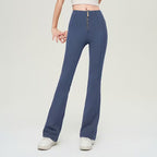 Trousers Women | High-Waist Zip Front & Flare Leg Smart Casual Style